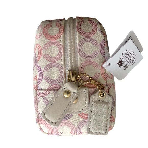 Coach Signature Cosmetic Bag Pouch White Pink Purple Multi-winner HP - Picture 5 of 14